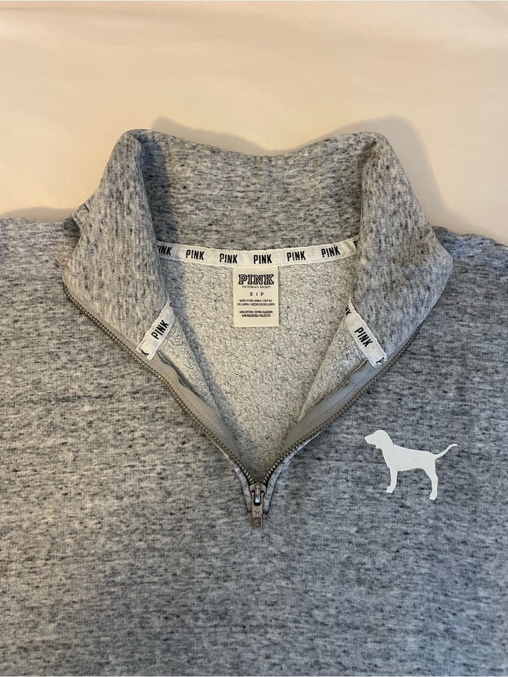 PINK Victoria's Secret Heather Grey Quarter-Zip Pullover - Picture 3 of 3